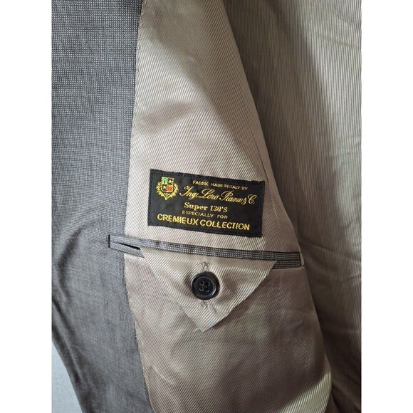 Daniel Cremieux Signature Loro Piana Italy Blazer 48R Dean Taupe Gray Wool Check - Picture 11 of 13